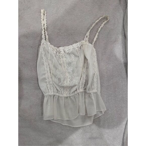 Frere Jacques white tank top with lace women’s size M - Picture 1 of 3